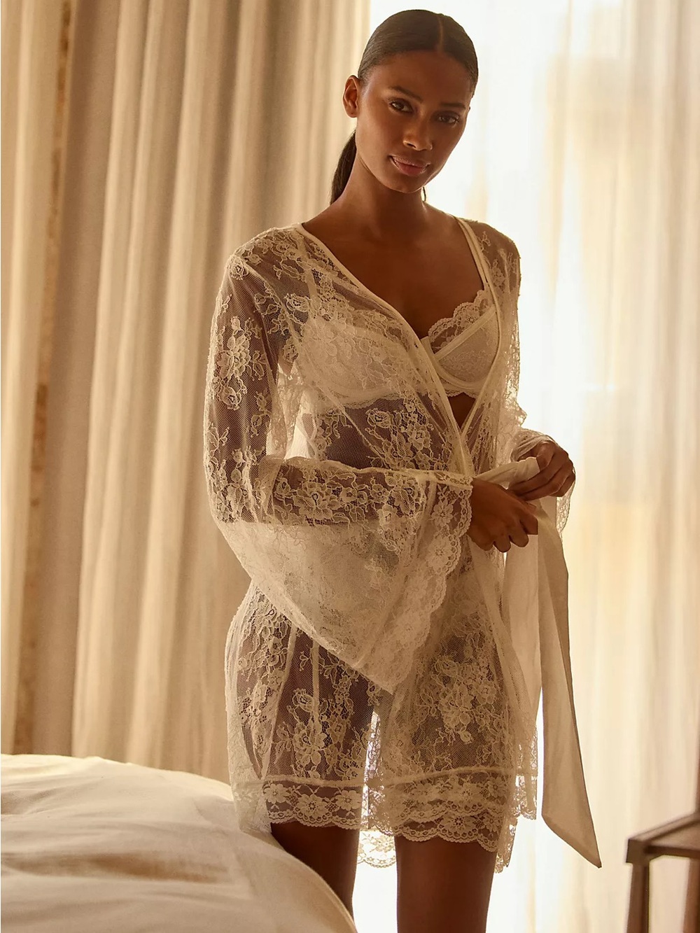 Kat The Label Lottie Sheer Lace Robe - Picture 2 of 5